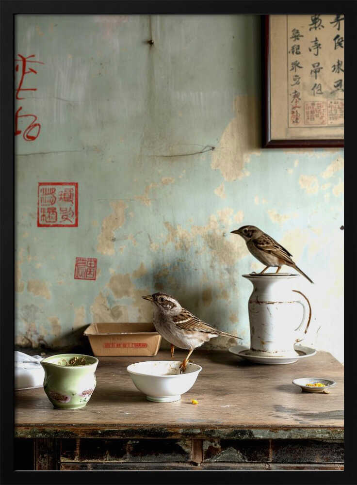 Tea Time Birds Poster