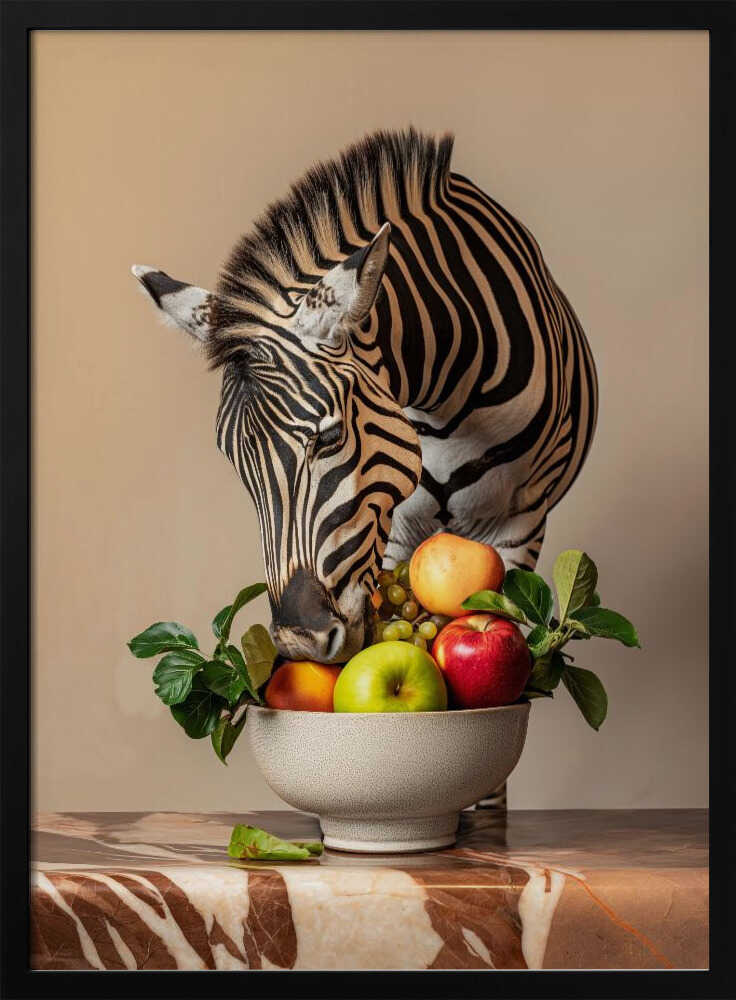 Zebra Fruit Feast Poster