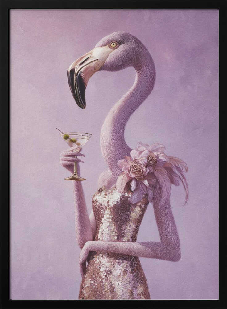 Flamingo In Cocktail Dress Poster