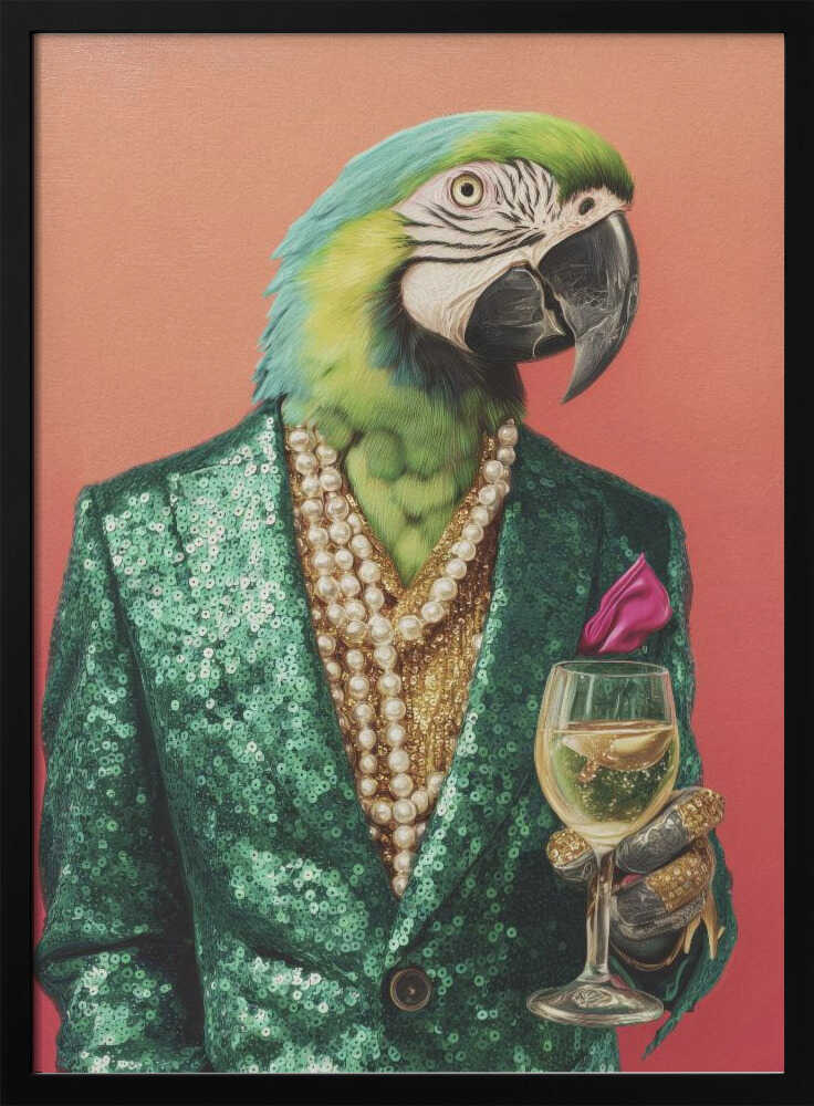 Parrot In Emerald Green Blazer Poster