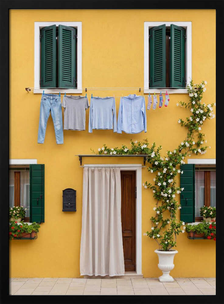 Yellow House Laundry Day – art print by Andreas Magnusson