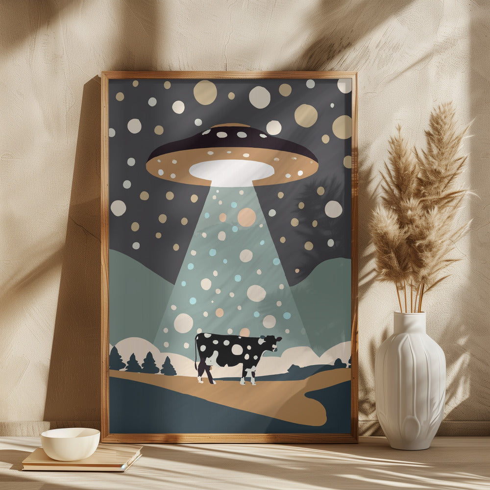 UFO & cow Poster
