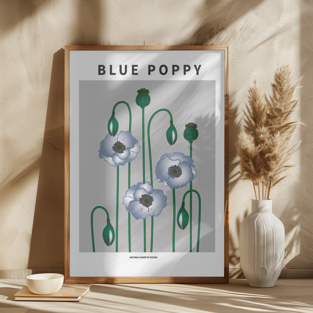 Blue Poppy - National flower of Bhutan Poster