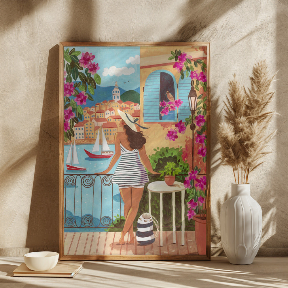 Travel poster woman in Saint-Tropez, France Poster