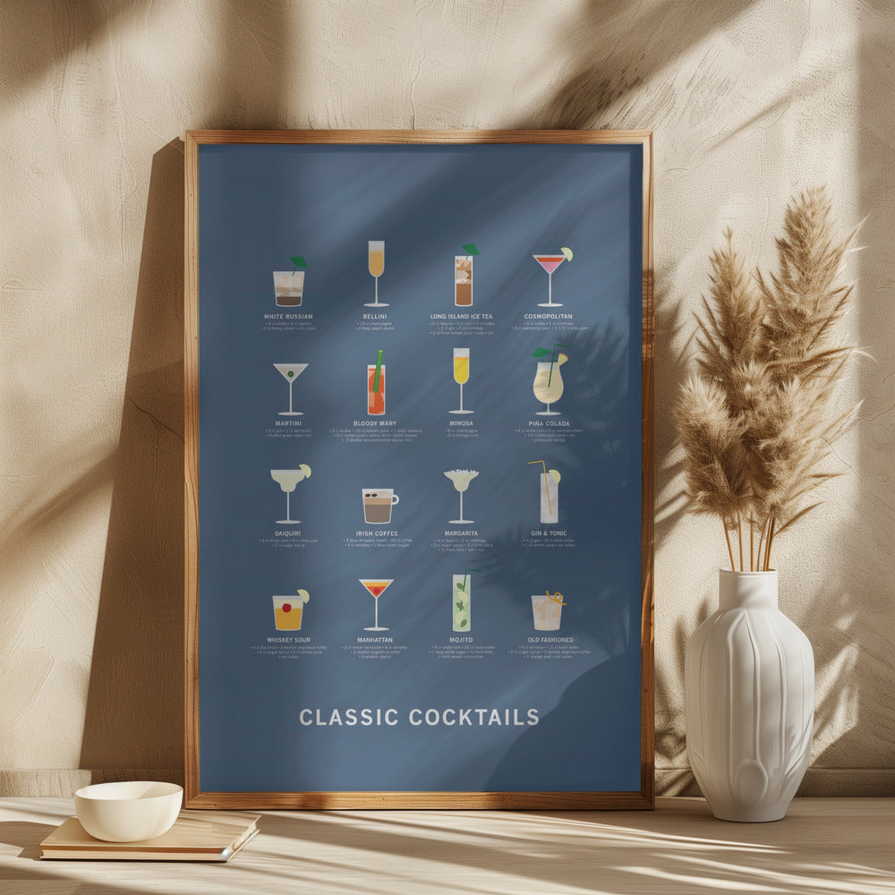 Classic Coctails poster blue Poster