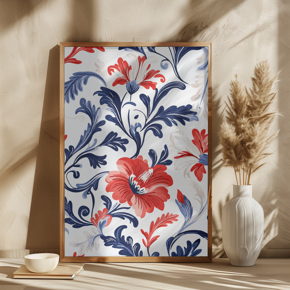 Floral In Blue and Red Poster