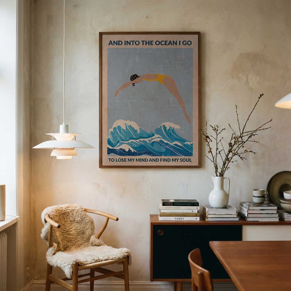 Into the Ocean (blue) Standard Wall Art Poster