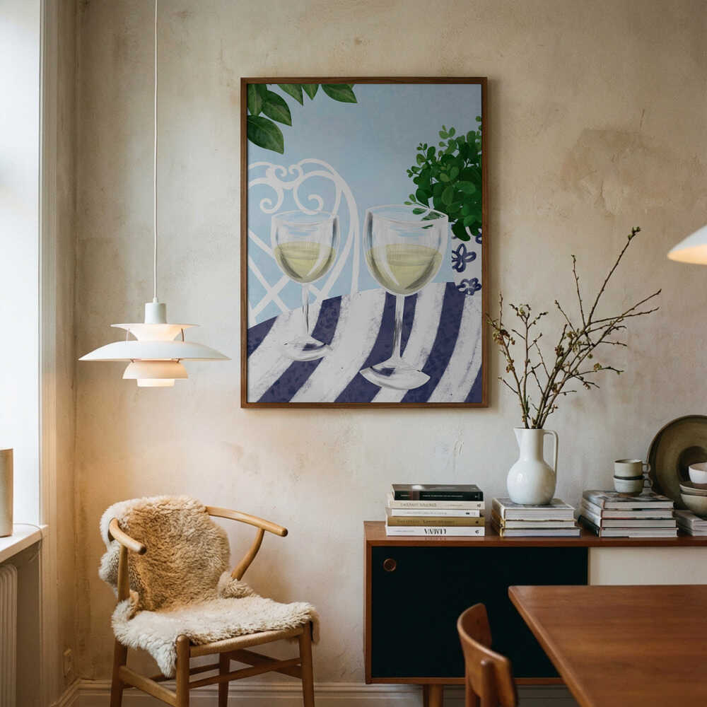 White wine under the tree Poster