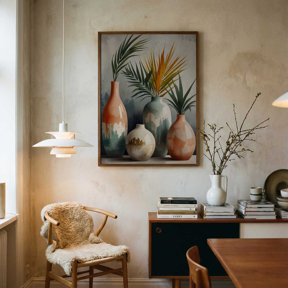 Tropical Vases In Watercolor Hues Poster
