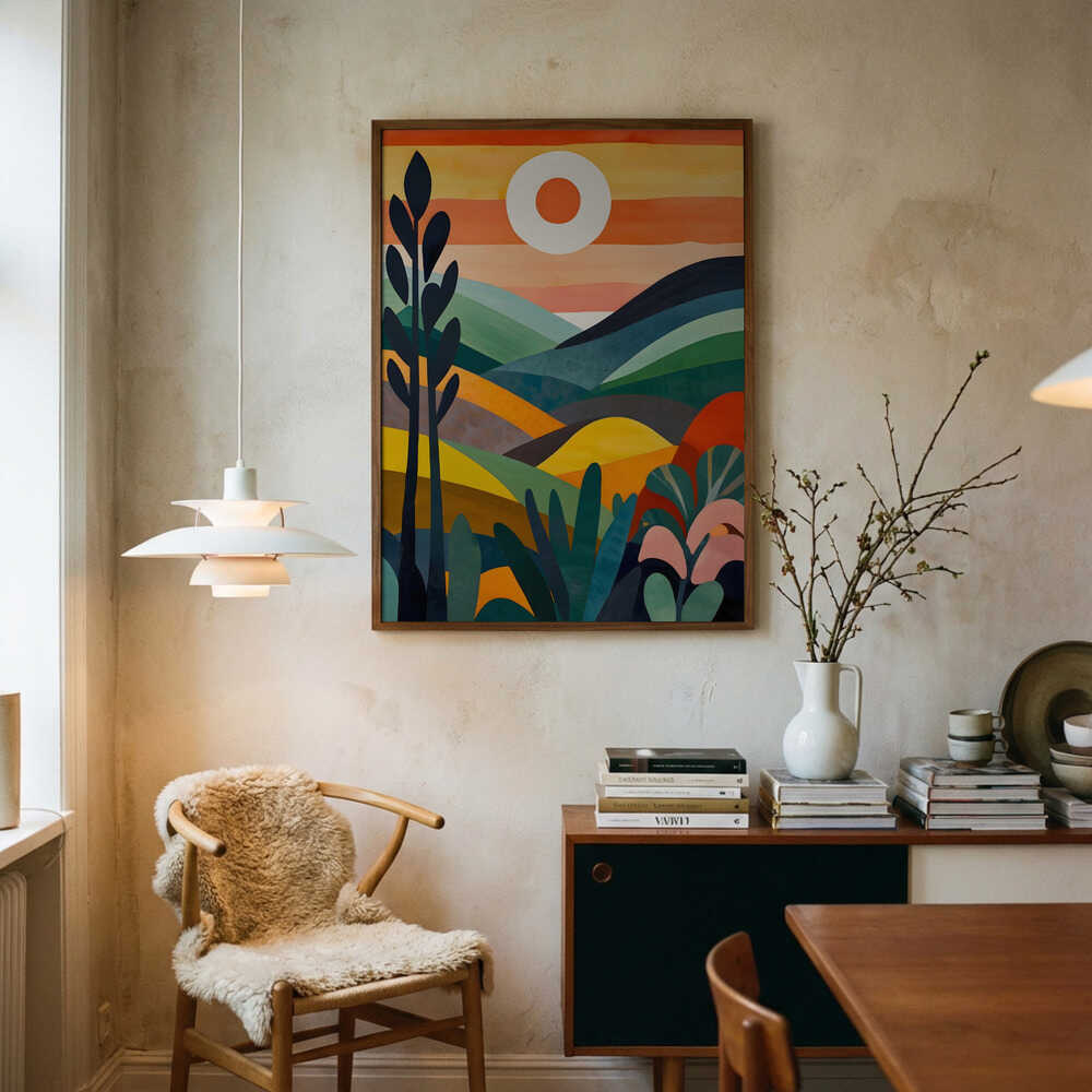 Sunrise Over Rolling Hills Poster