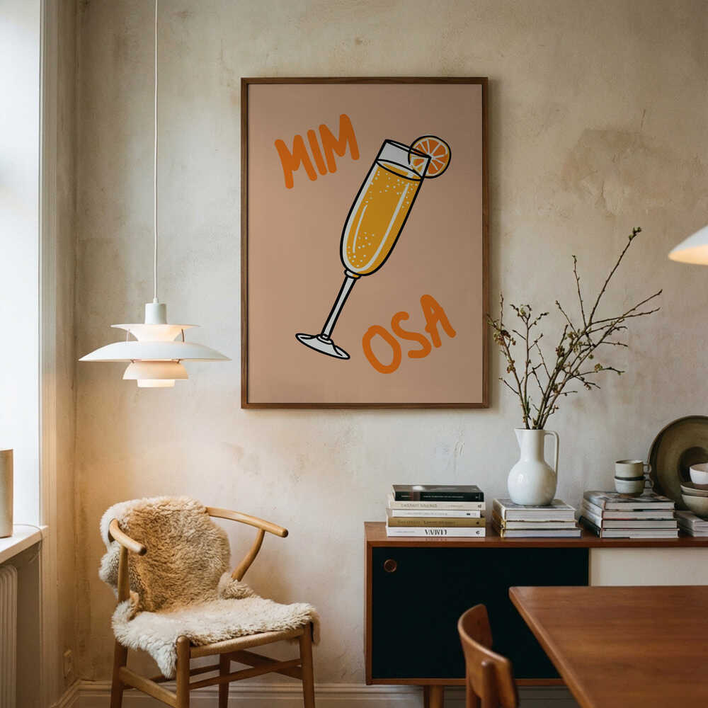 Illustration Of A Mimosa Cocktail Poster