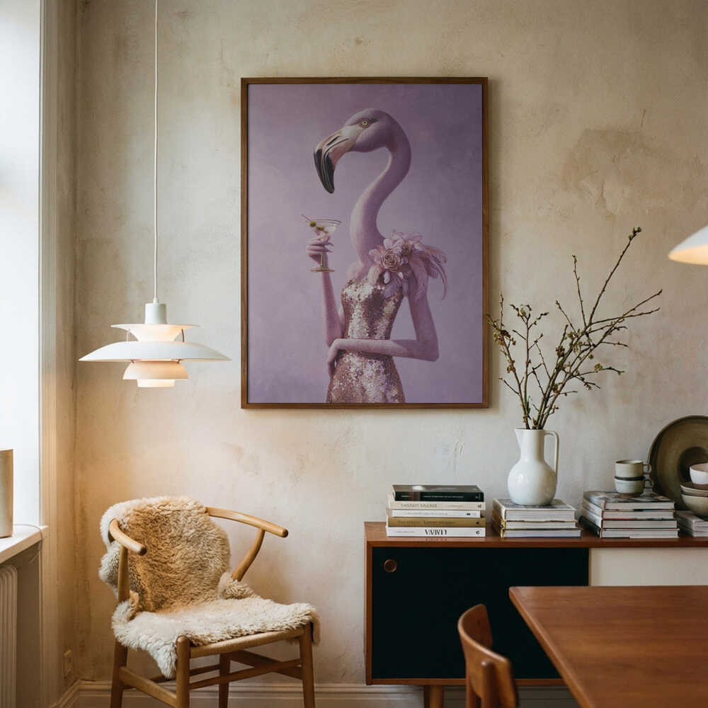 Flamingo In Cocktail Dress Poster