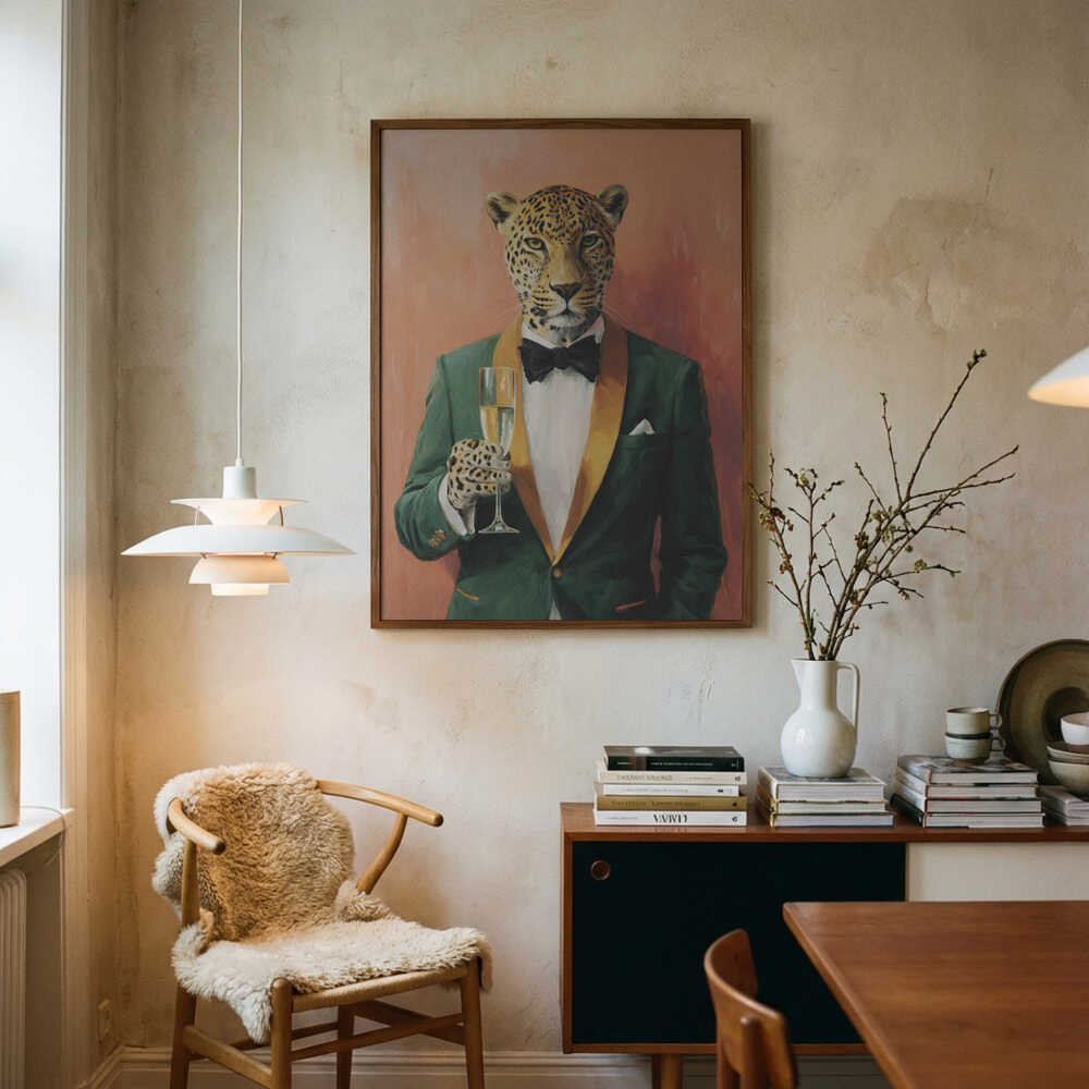Leopard In Green Tuxedo Poster