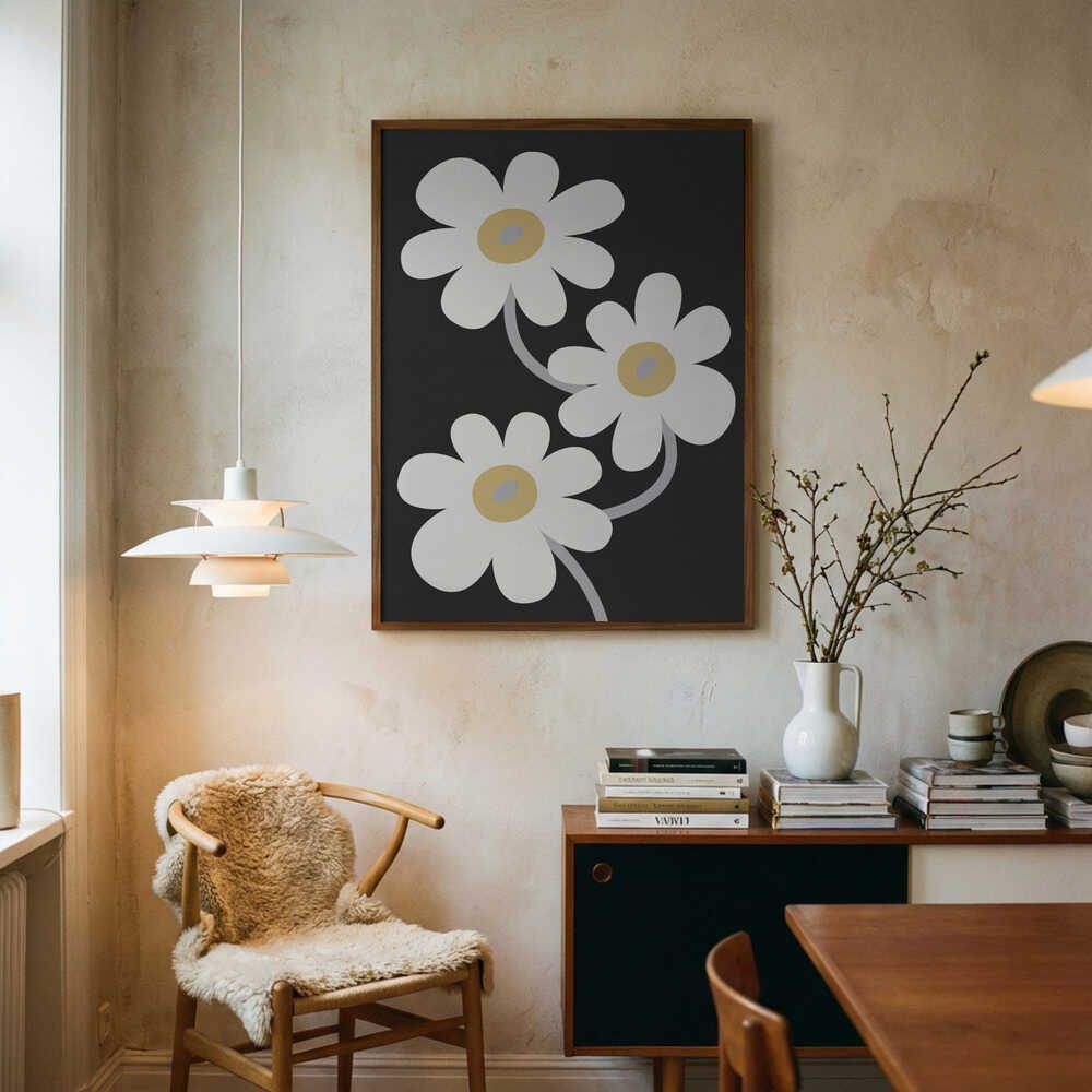 White Flowers In the Dark Poster