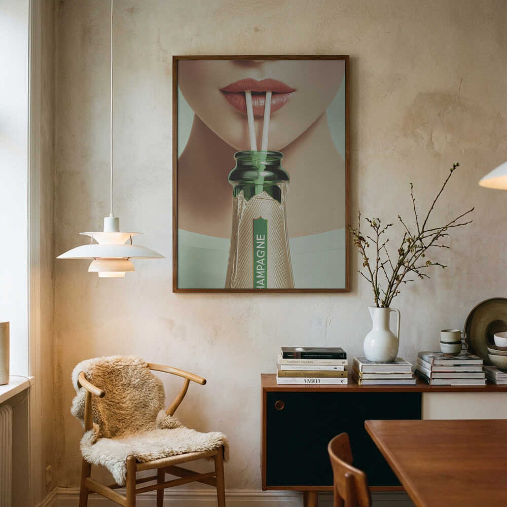 Champagne and Straws Poster