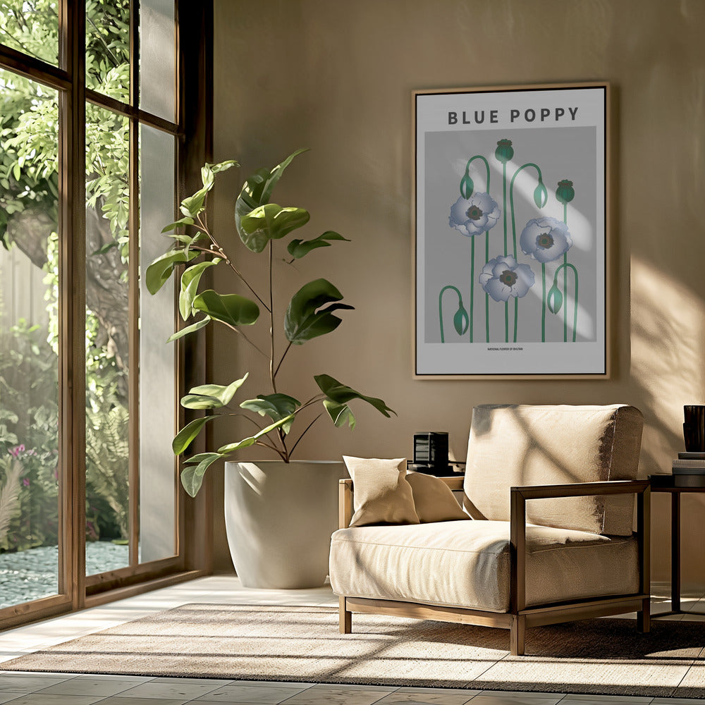 Blue Poppy - National flower of Bhutan Poster
