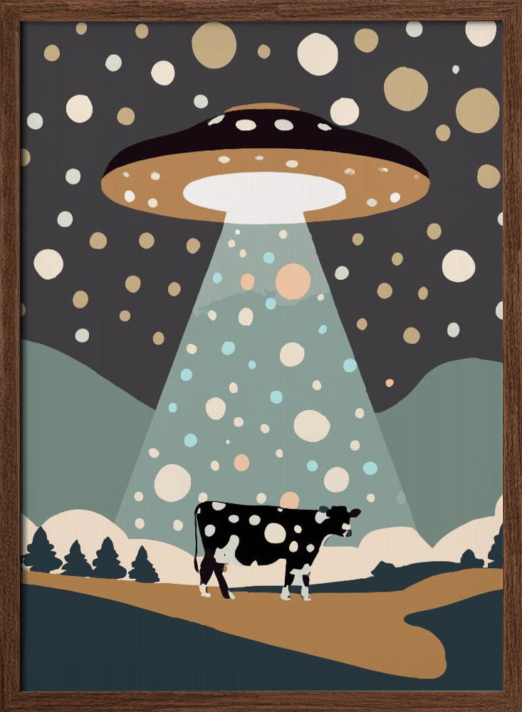 UFO & cow Poster