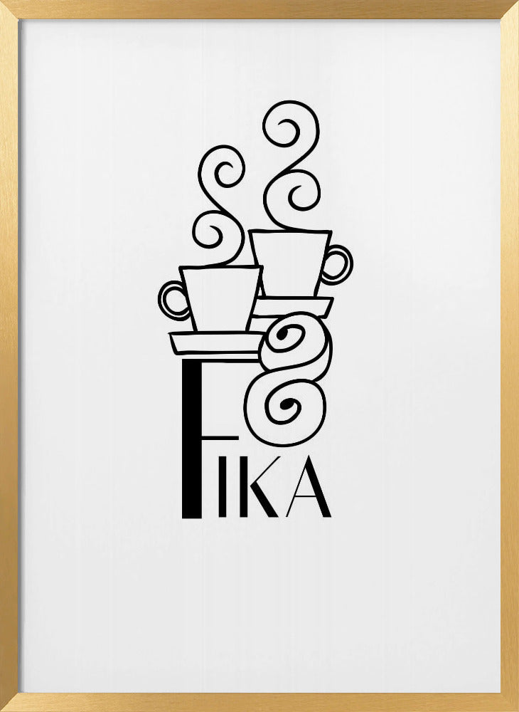 Fika line art illustration Poster