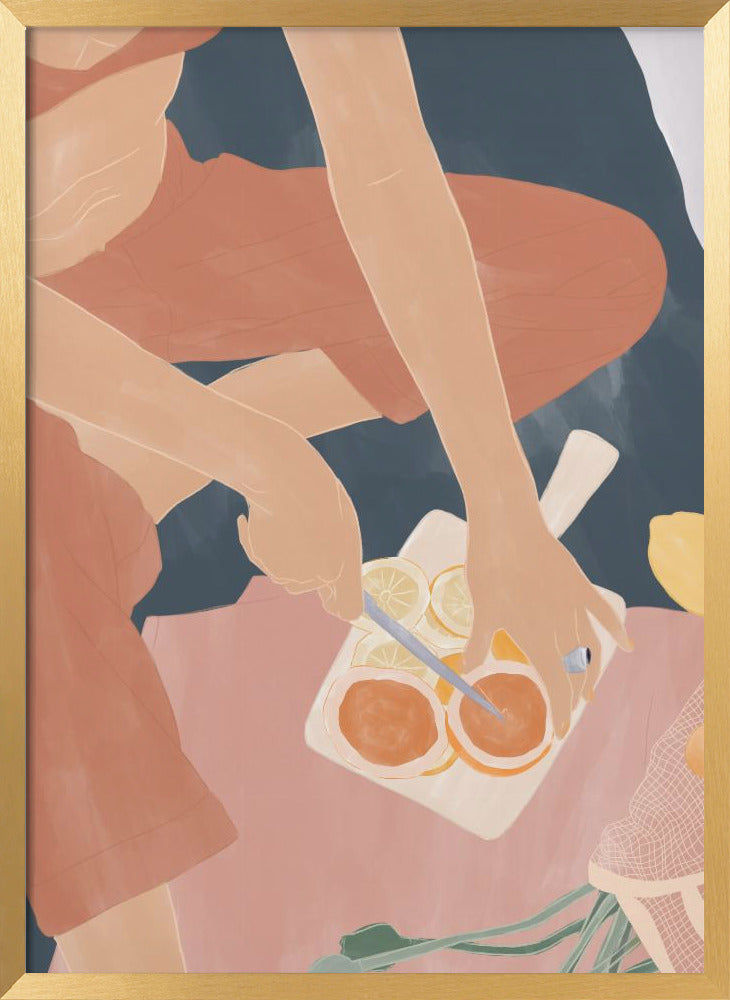 Cutting Grapefruits Poster