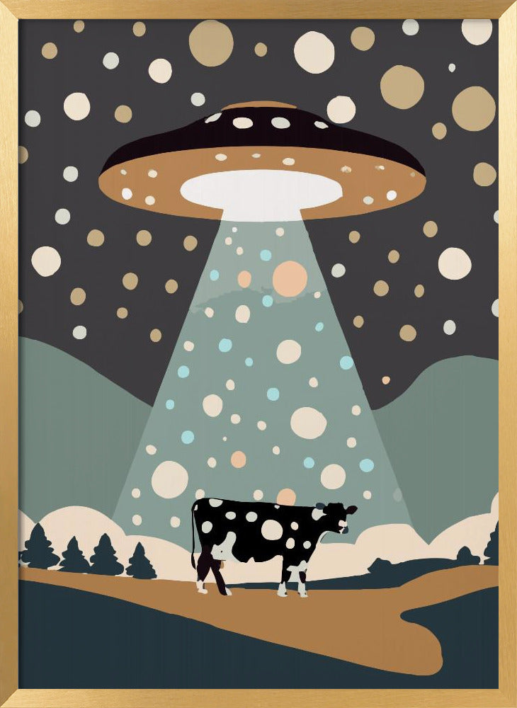 UFO & cow Poster