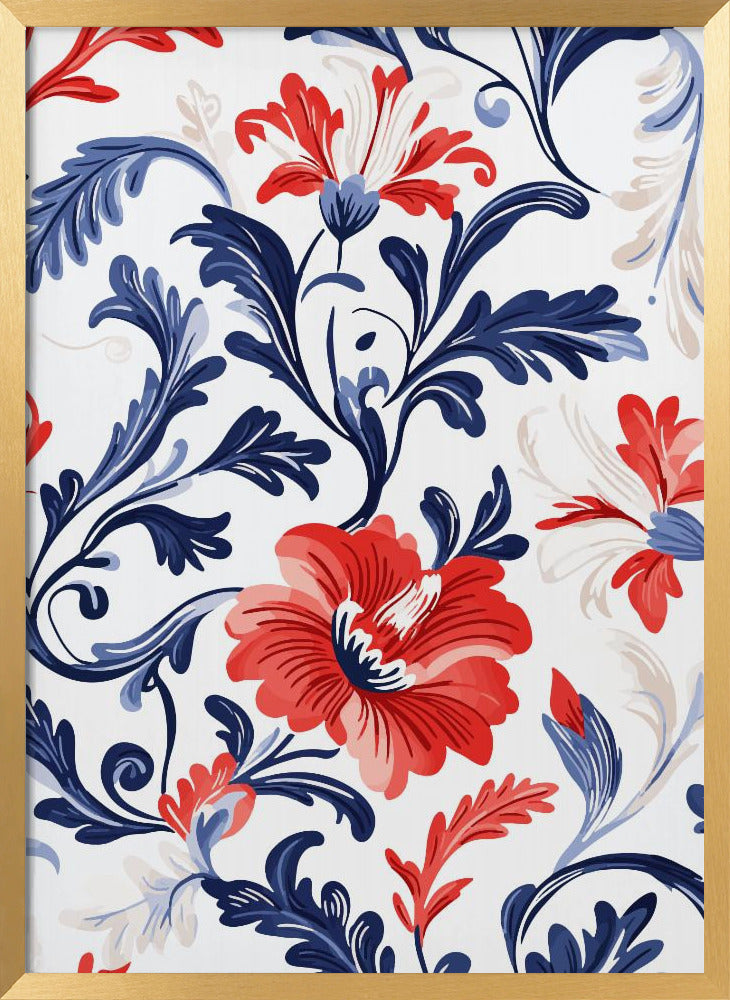 Floral In Blue and Red Poster