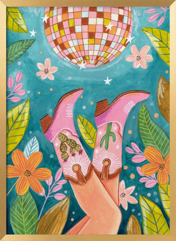 Cowboy boots and disco ball Poster