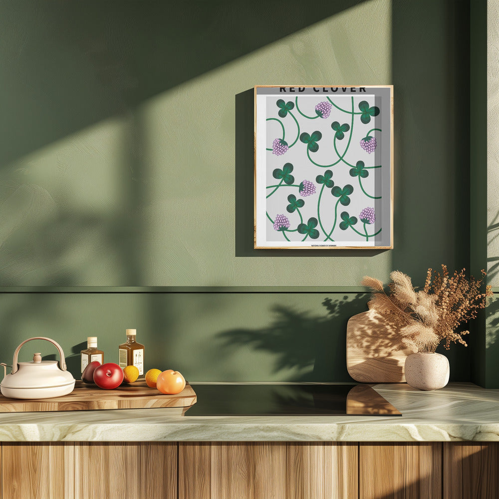 Red Clover - National flower of Denmark Poster
