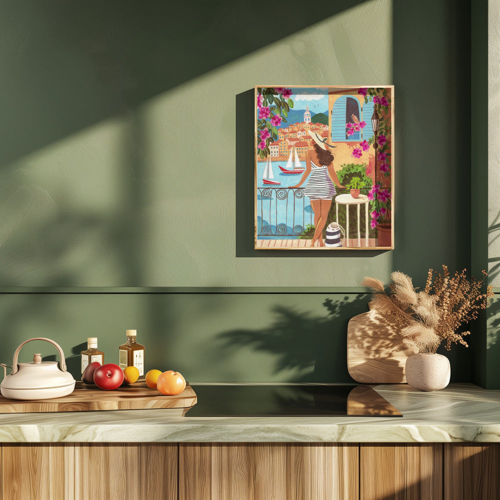Travel poster woman in Saint-Tropez, France Poster