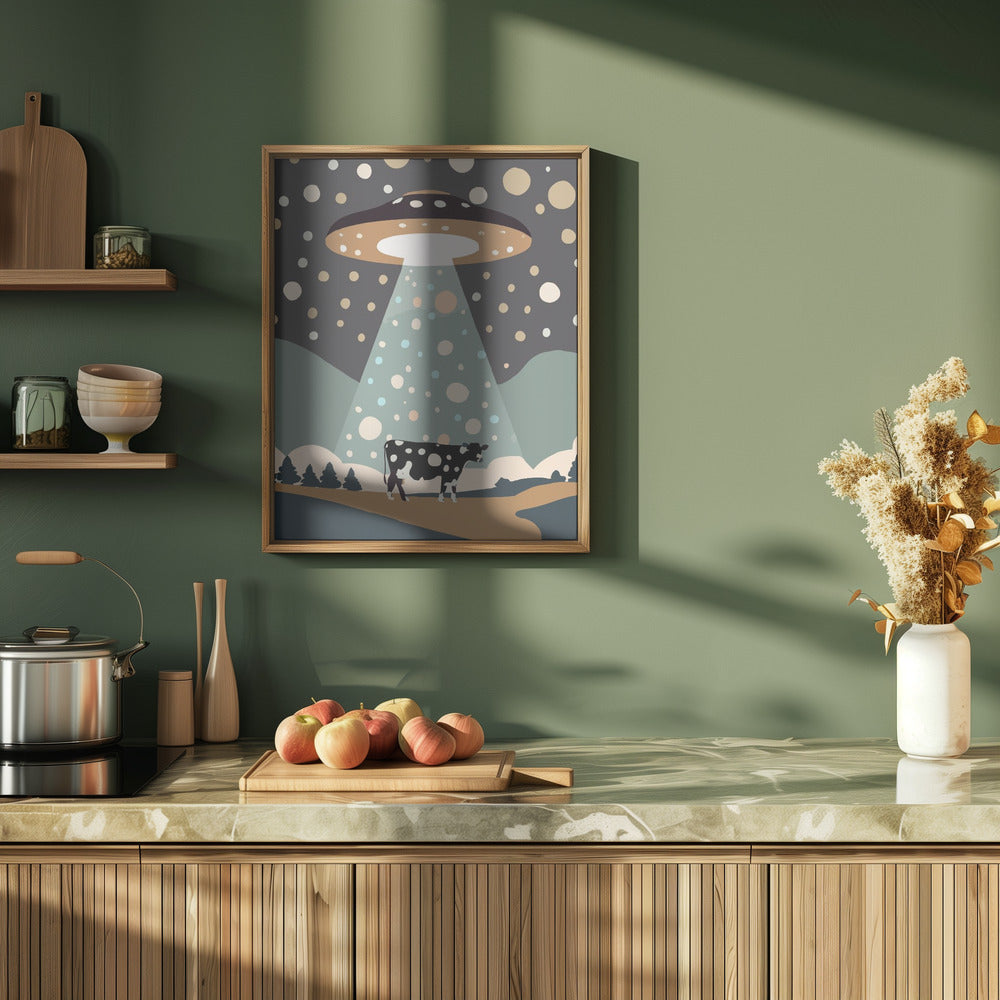 UFO & cow Poster