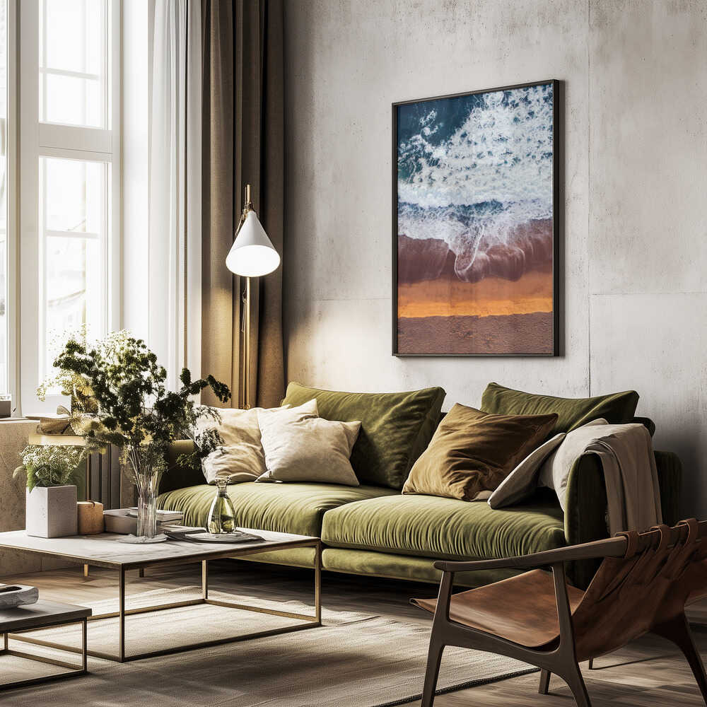 Beachscape With Waves Crashing Poster