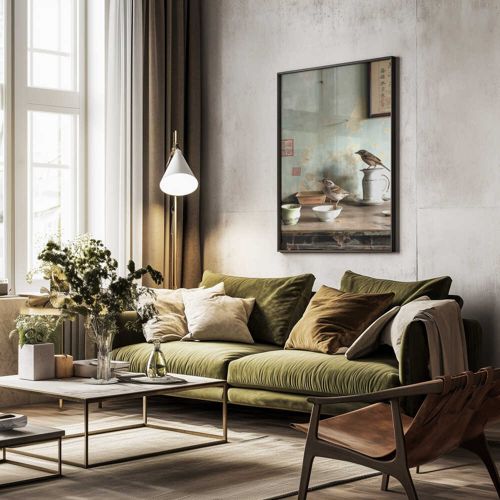 Tea Time Birds Poster