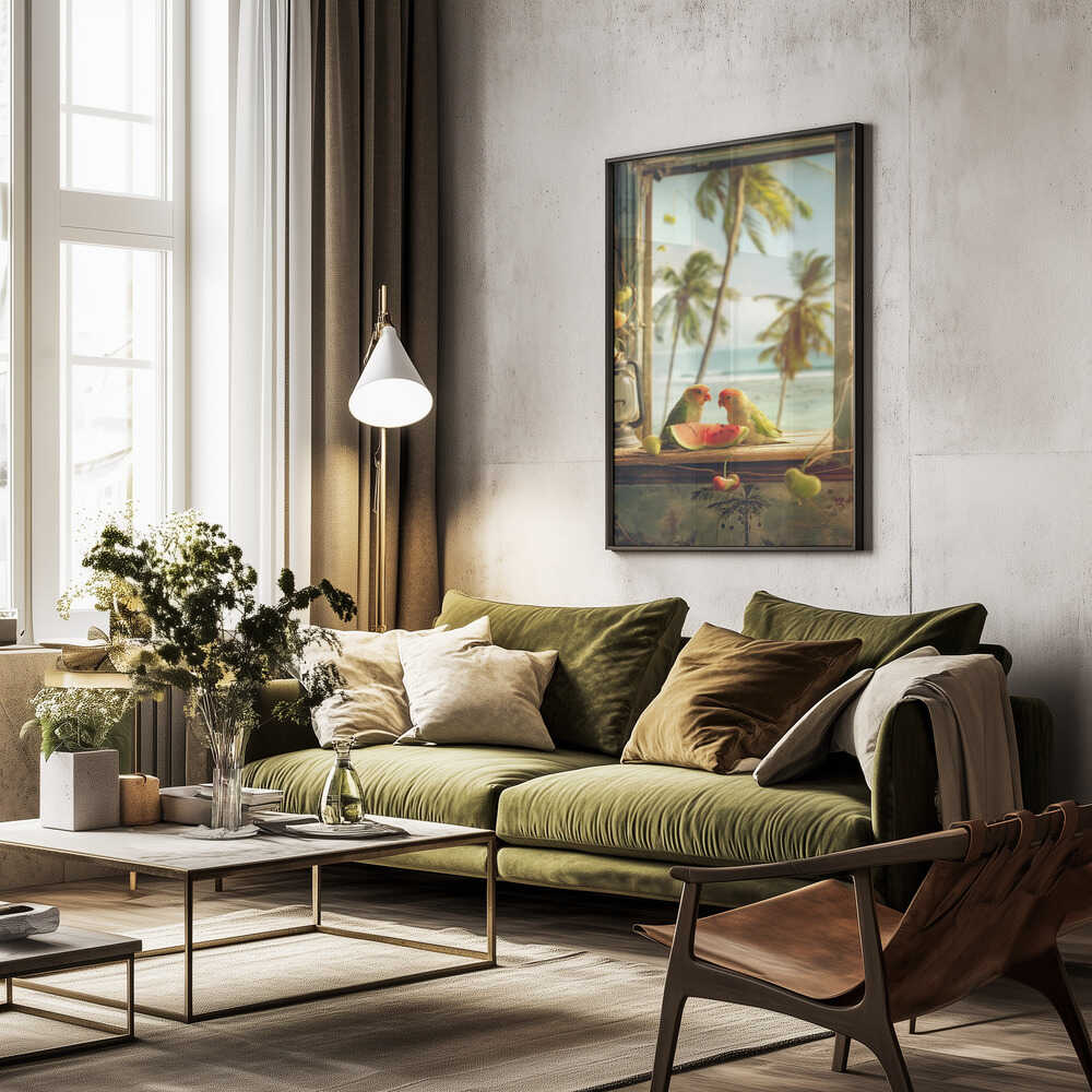 Tropical Lovebirds Poster