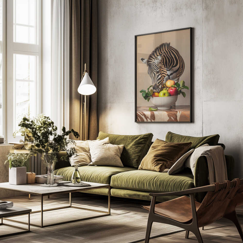 Zebra Fruit Feast Poster