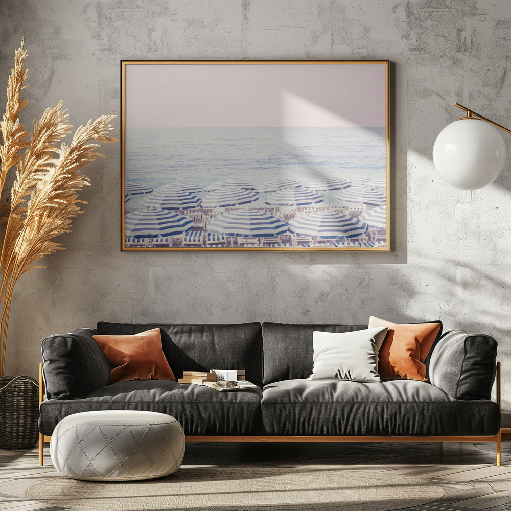 Riviera Umbrella Pink Sky Poster