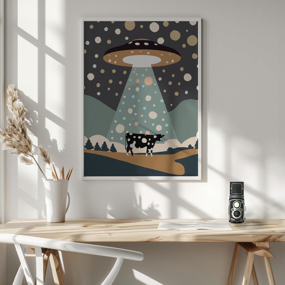 UFO & cow Poster