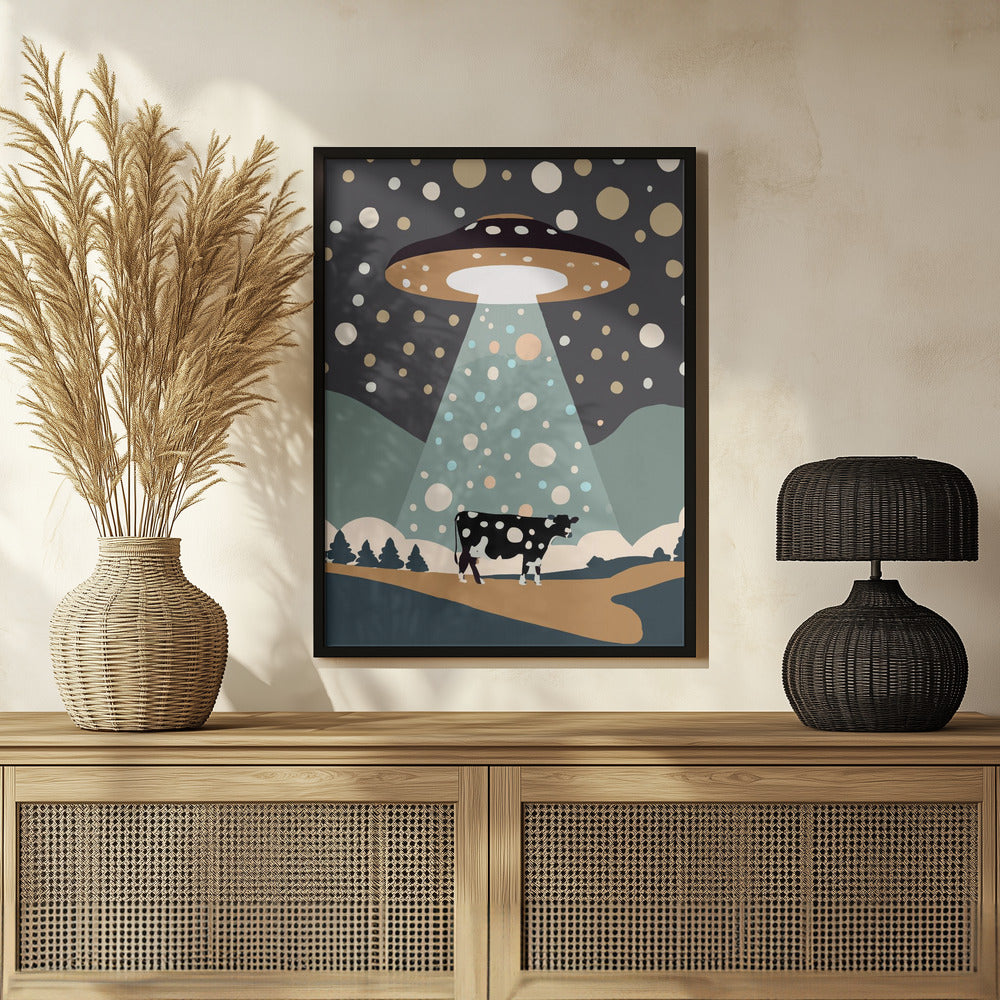 UFO & cow Poster