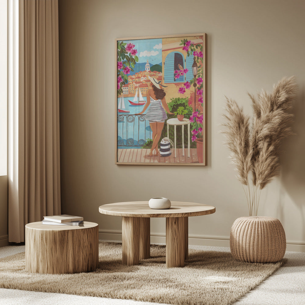 Travel poster woman in Saint-Tropez, France Poster