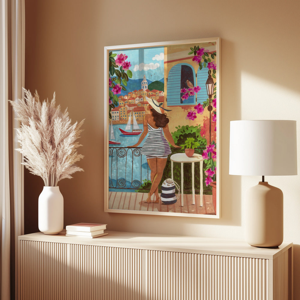 Travel poster woman in Saint-Tropez, France Poster