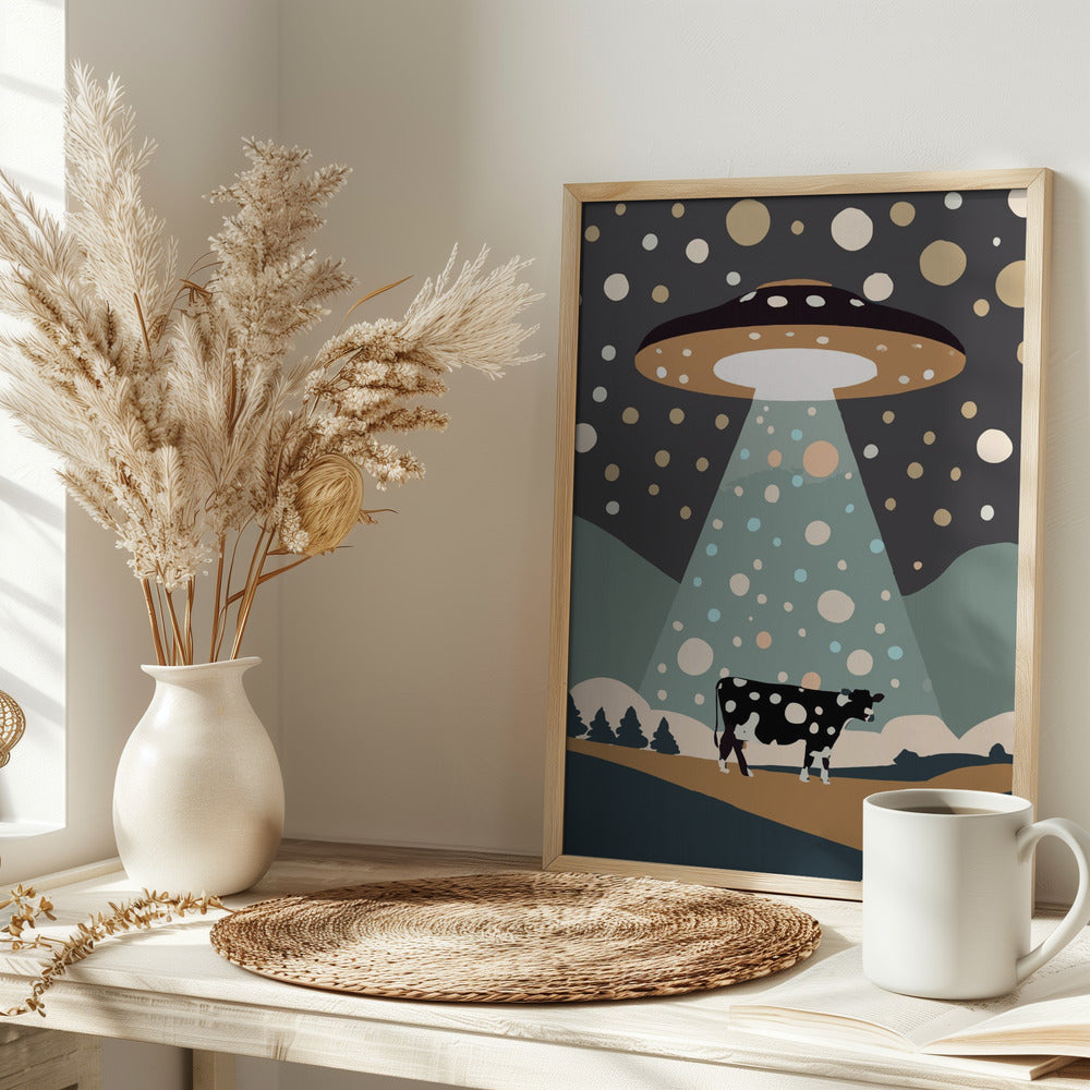UFO & cow Poster