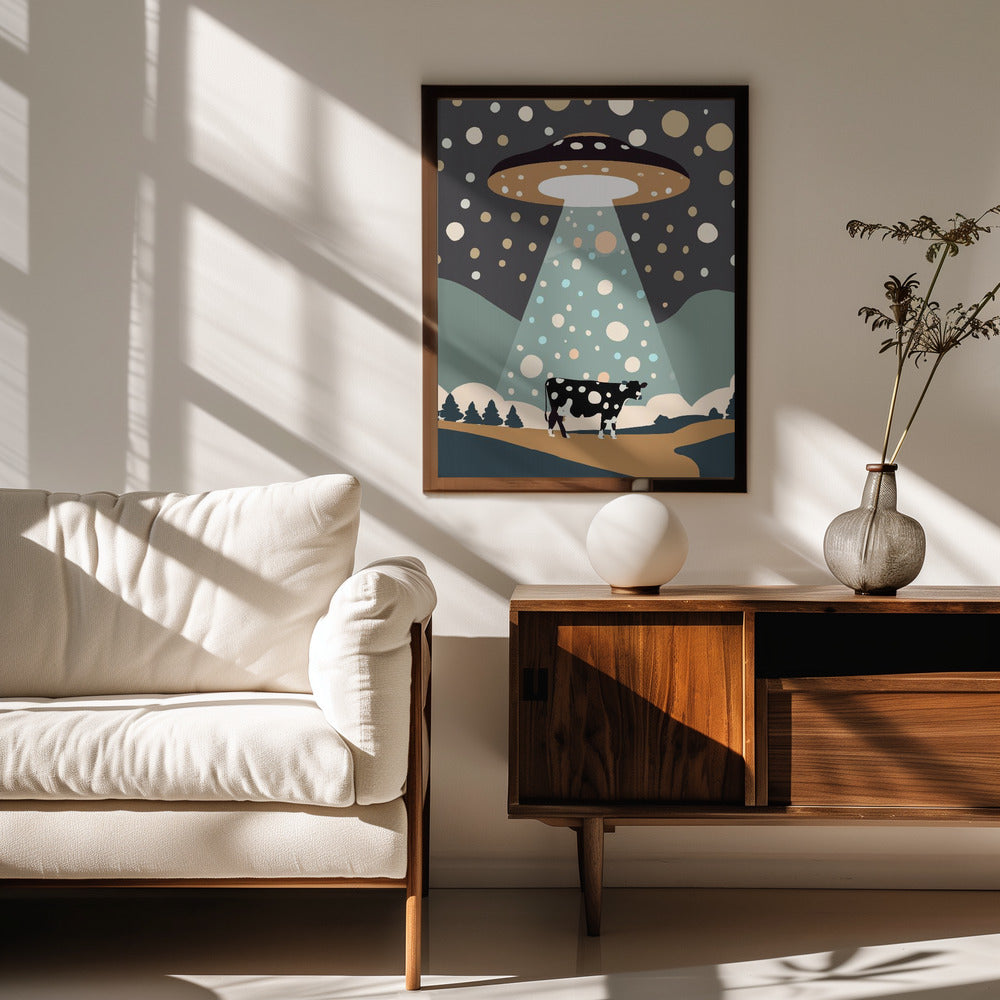 UFO & cow Poster