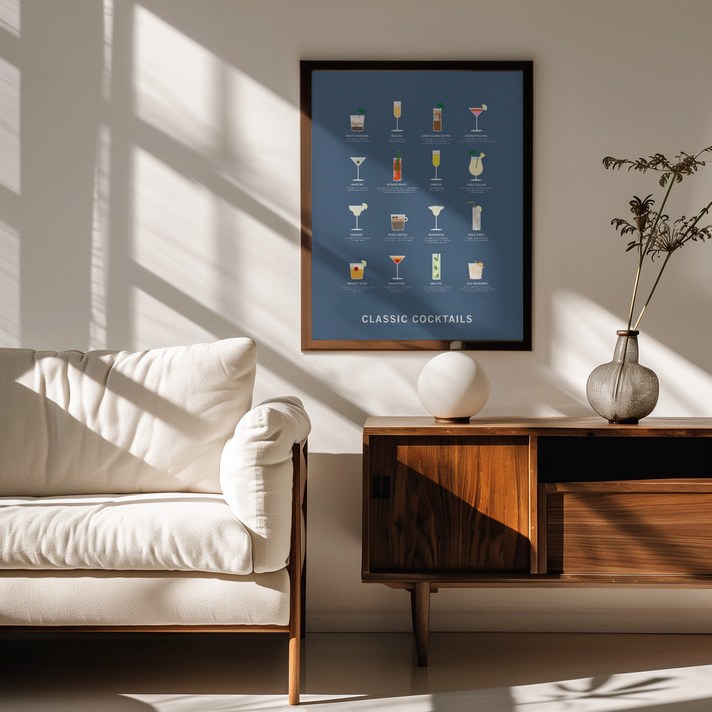 Classic Coctails poster blue Poster