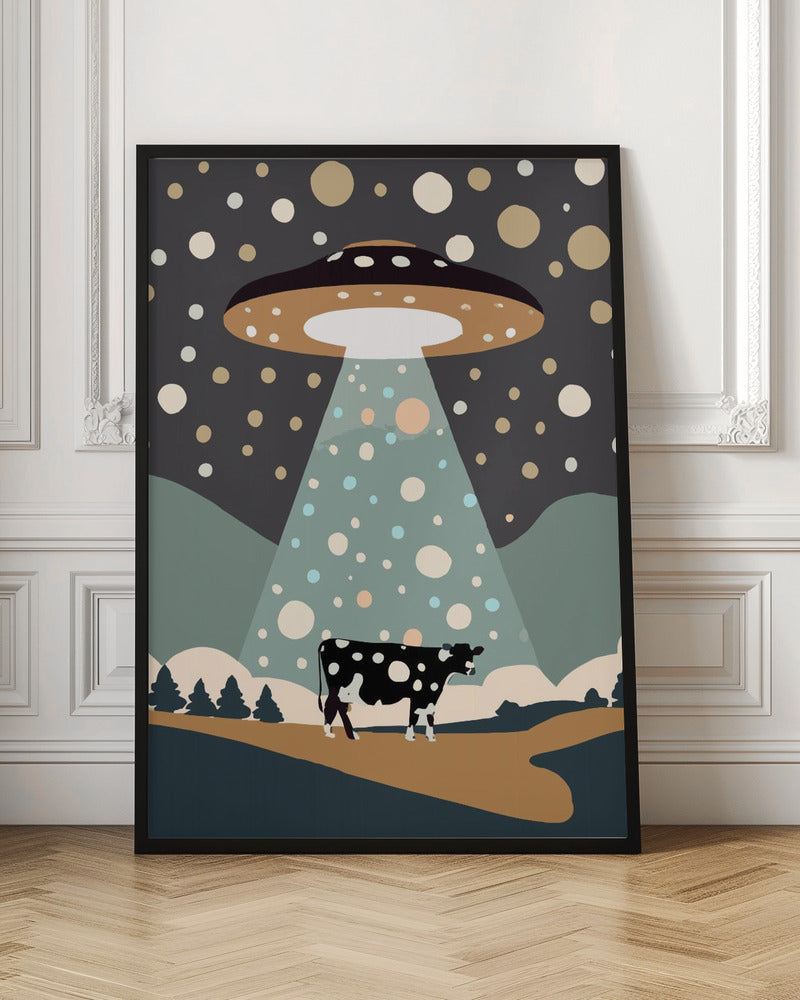 UFO & cow Poster