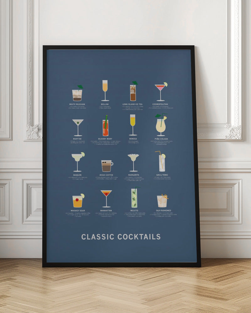 Classic Coctails poster blue Poster