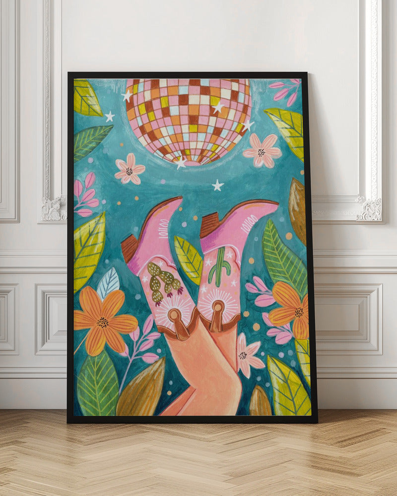 Cowboy boots and disco ball Poster