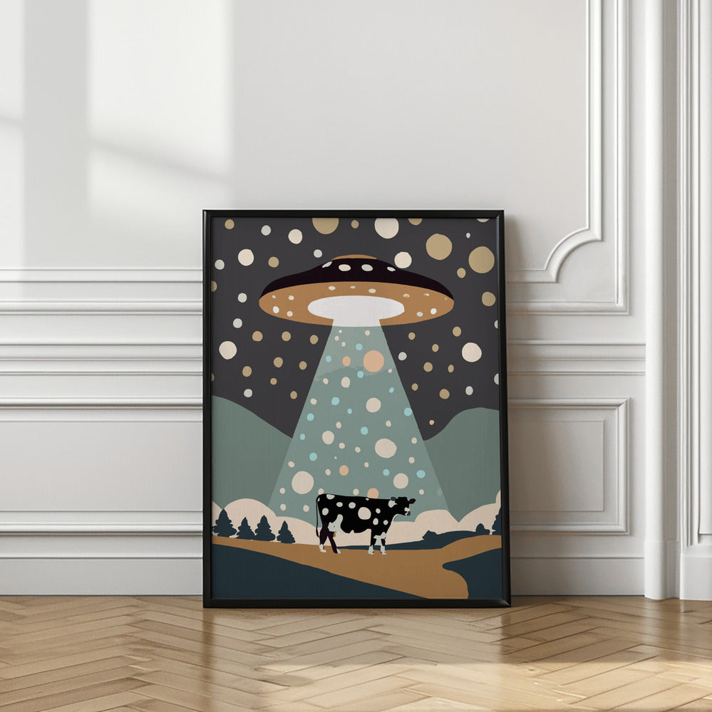 UFO & cow Poster