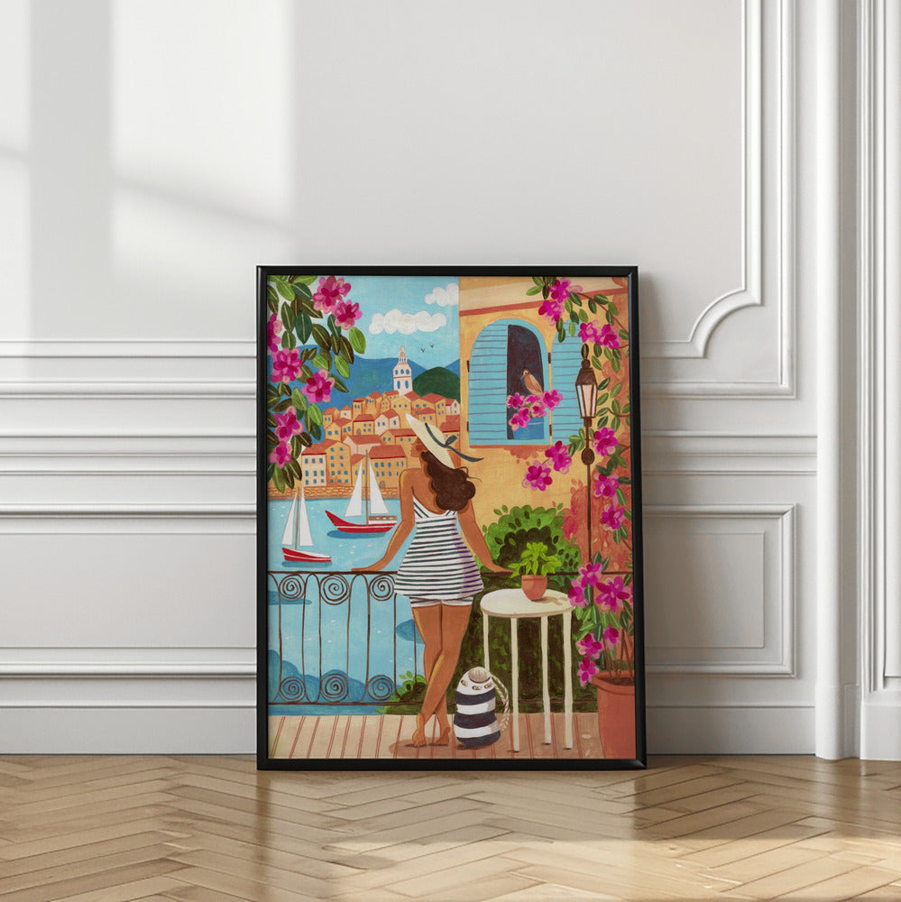 Travel poster woman in Saint-Tropez, France Poster