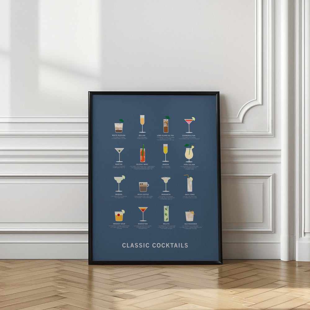 Classic Coctails poster blue Poster
