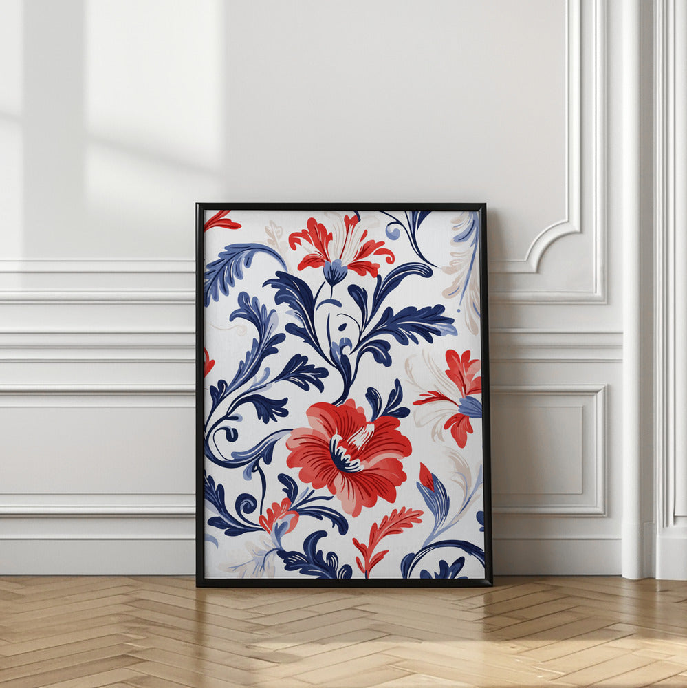 Floral In Blue and Red Poster