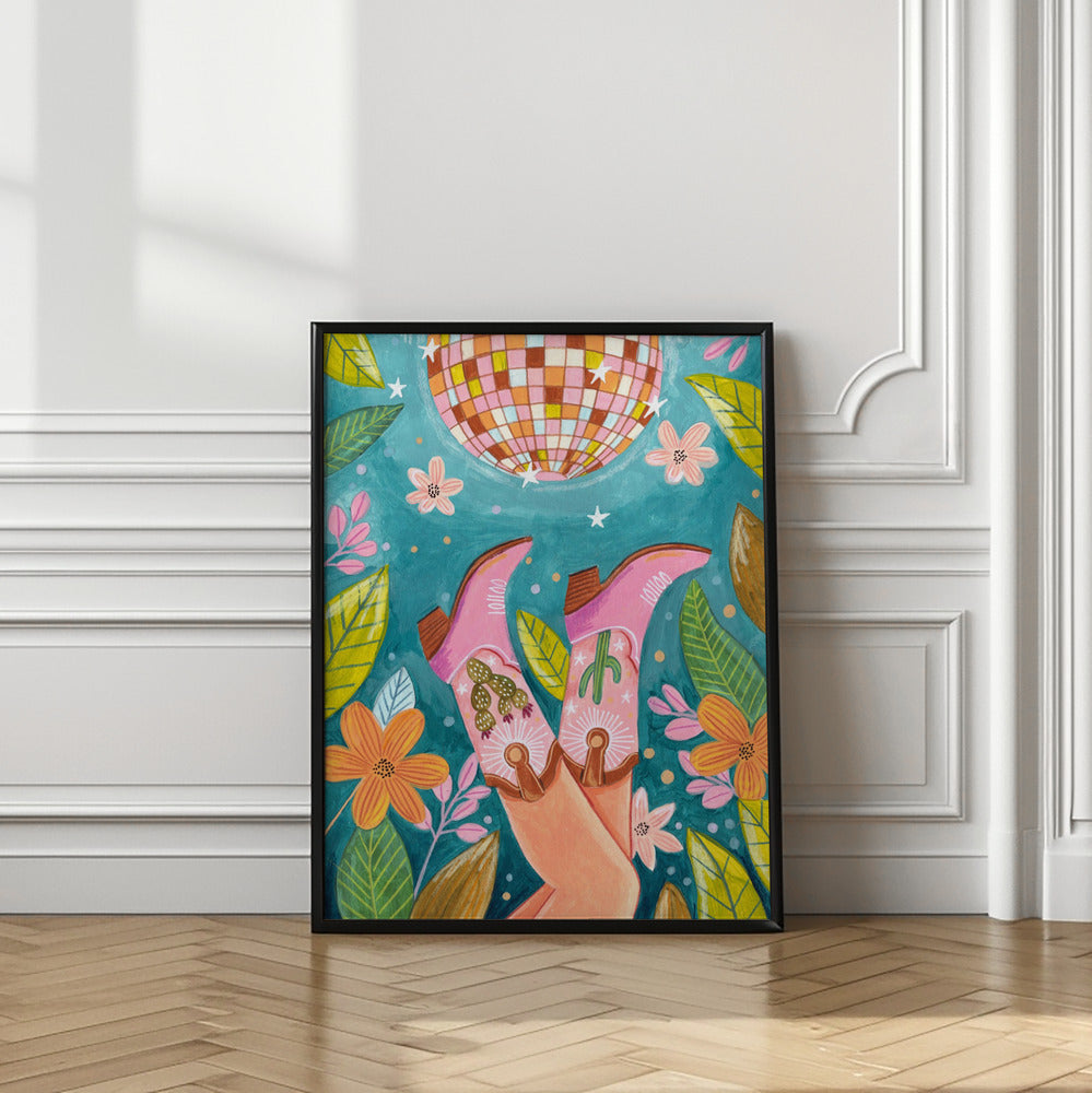 Cowboy boots and disco ball Poster