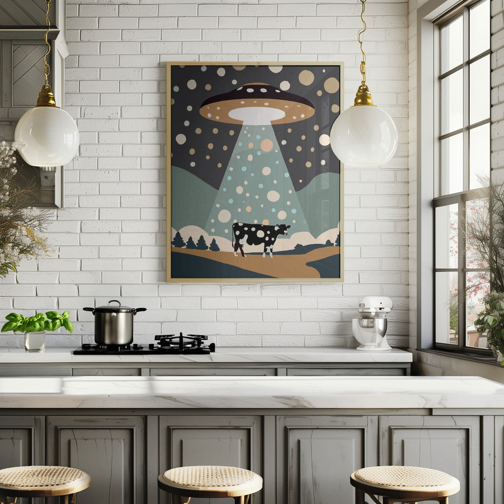 UFO & cow Poster